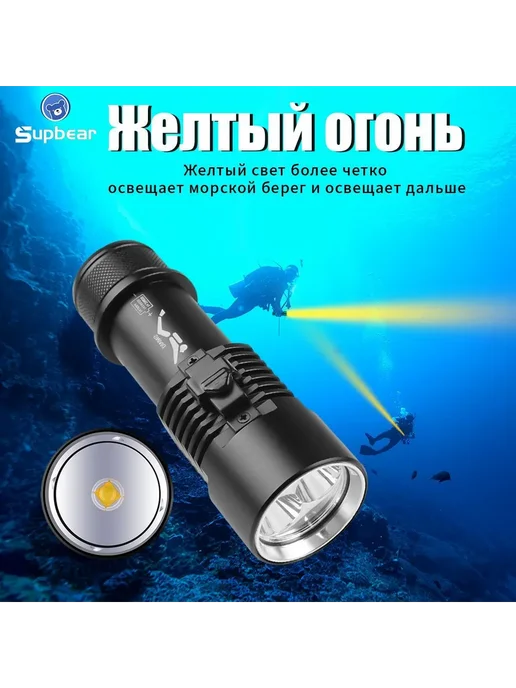 SUPBEAR Подводный фонарь Черный, черный, фото 2