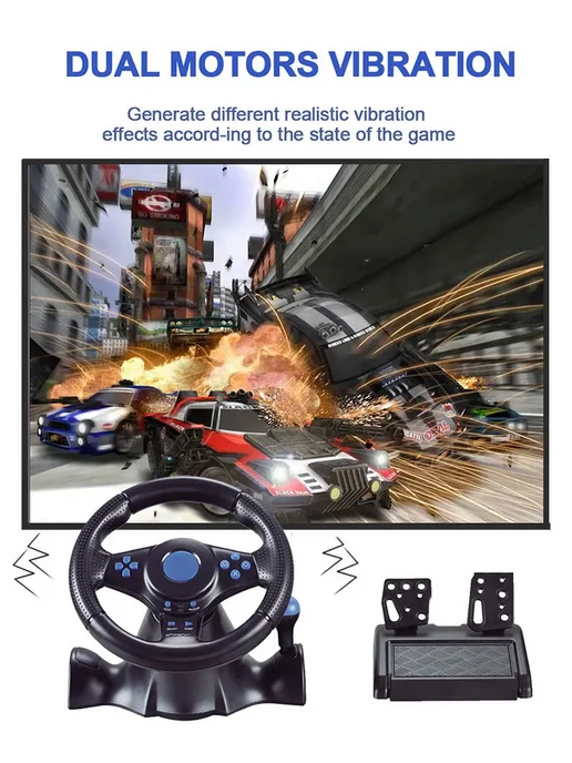 Игровой руль для ПК PS3 PS4 XBox Switch Android серый, черный, фото 3