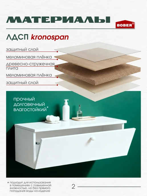 BOBER TM Консоль подвесная тумба для прихожей и ванной, белый, фото 3