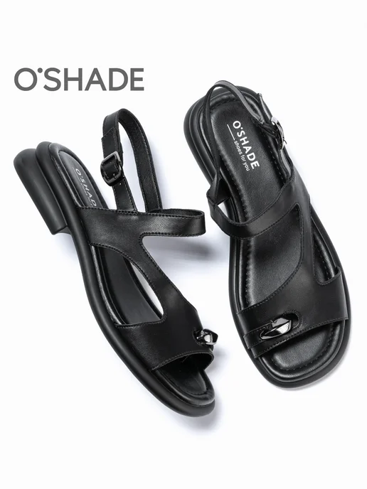 O`SHADE Босоножки женские на низком каблуке, черный