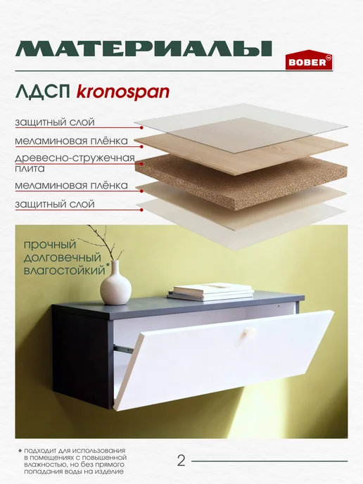 BOBER TM Консоль подвесная тумба для прихожей и ванной, черный, фото 3