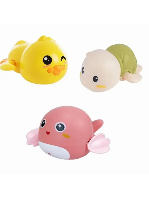 Игрушки для ванной черепаха + дельфин красный, красный, фото 3