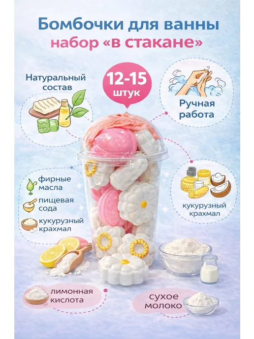 Бомбочки для ванны набор в стакане, вариант, фото 3