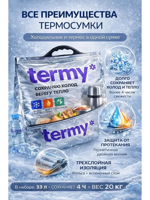 АЙТУШ Термопакет для переноски и хранения еды 33 л. 60х55 см, 60x55 см, 33 л, фото 2