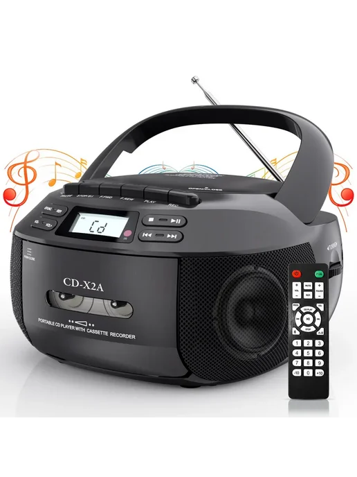 CD-бумбокс AM FM, стереоприемник Черный, черный, фото 8