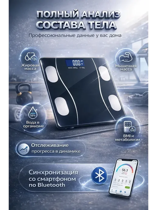 fioleta Весы напольные электронные с приложением для дома 180 кг, 180 кг, фото 2