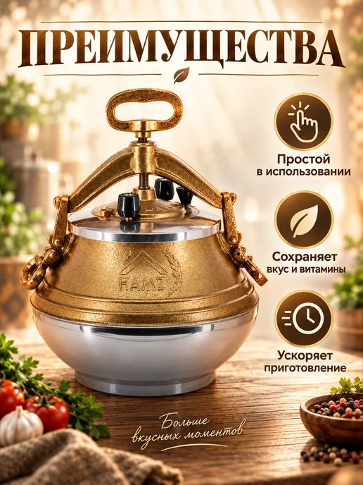 Казан чугунный узбекский с крышкой для плова Чугунный казан сковорода Вок 3.3 л, золотой, фото 4
