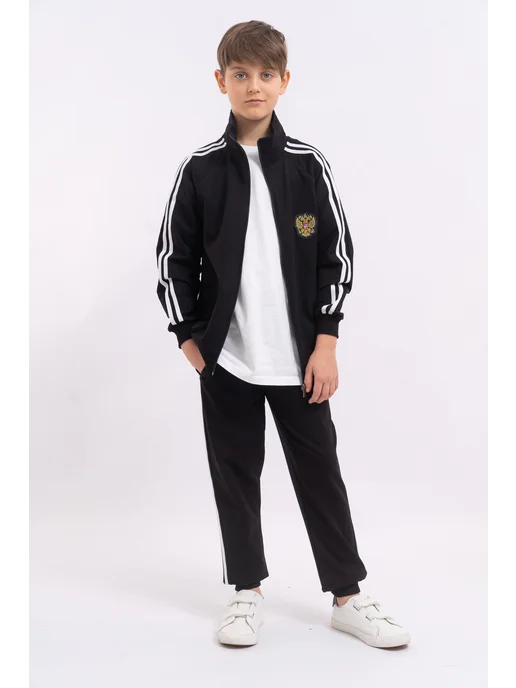 THG Boutique Спортивный костюм трикотажный для девочек и мальчиков, черный, фото 2