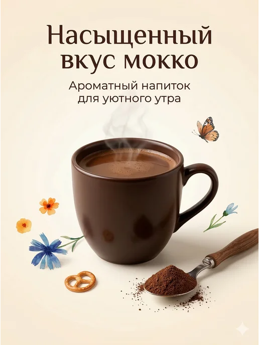 цикорий растворимый натуральный сливочный / Доброе утро, вкус Мокко, порошок, 80 гр, 80 г, фото 3