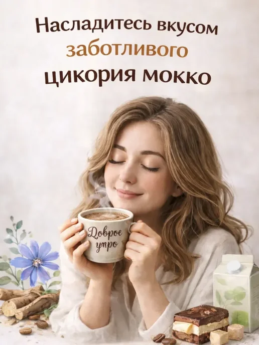 цикорий растворимый натуральный сливочный / Доброе утро, вкус Мокко, порошок, 80 гр, 80 г, фото 5
