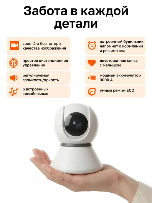 FEEL WAY Видеоняня с монитором беспроводная Радионяня с камерой wi-fi, вариант, фото 6