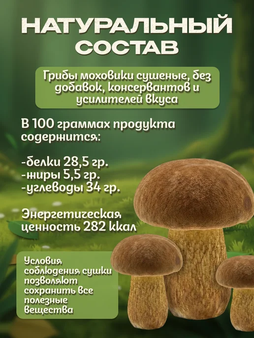 Лесная фея Моховики грибы сушеные 50гр, 100 г, фото 5