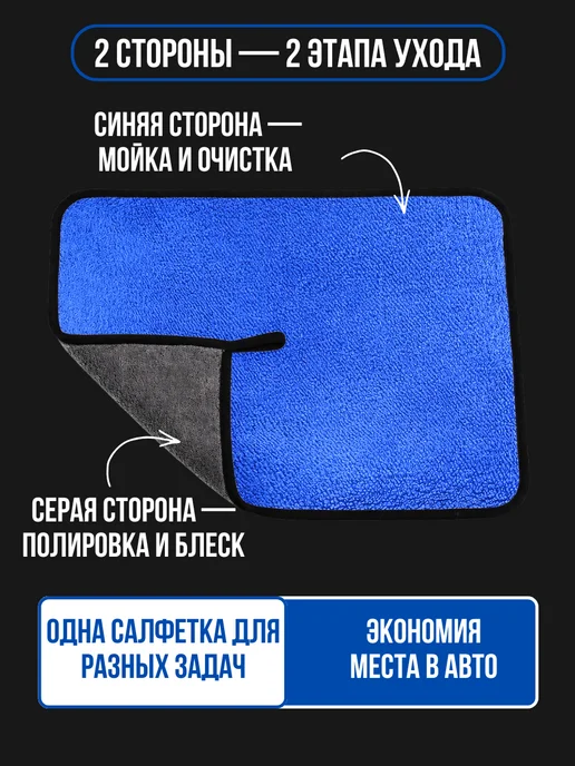 Автомобильные салфетки из микрофибры 40×60 см 2 шт, 40x60 см, 2 шт, фото 3