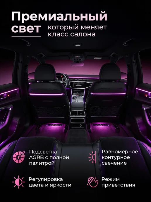 Fame Way Контурная подсветка салона в машину амбиентная 18 в 1, 18 в, фото 7