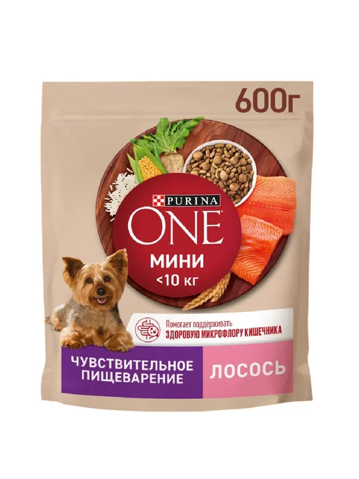 Сухой корм PURINA ONE для собак, взрослые, лосось, 0,6 кг