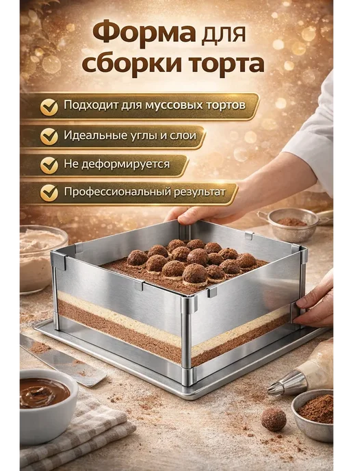 луч333 Формочка кондитерская раздвижная для тортов и коржей, серый, фото 3