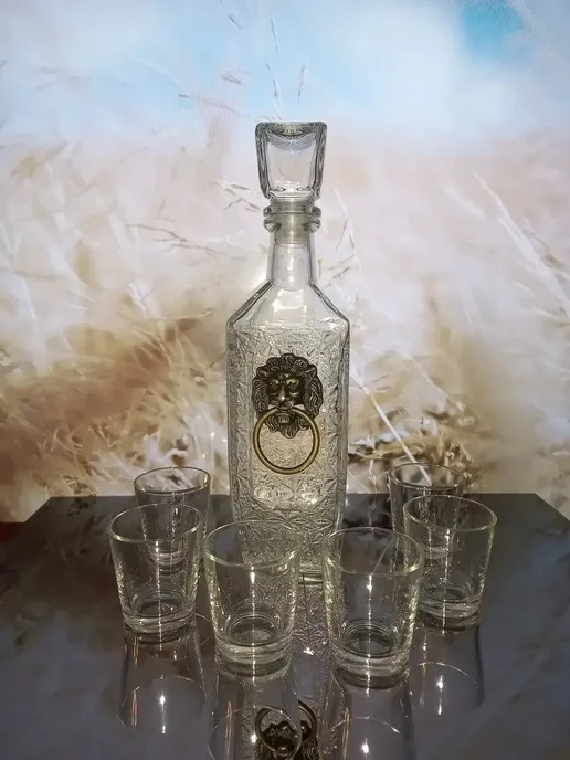 MyagkovAA Набор для алкоголя Графин 6 стопок, белый, фото 2