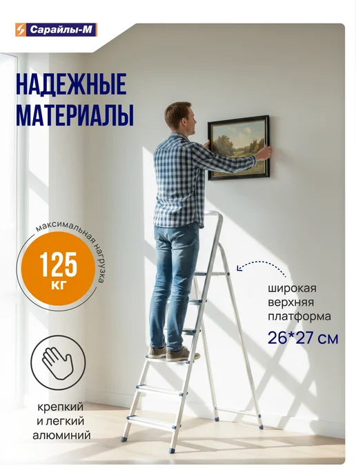 Sarayli Стремянка стальная Джексон 6 ст, синий, фото 4