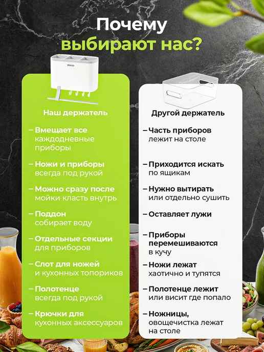 ECOCO Держатель кухонный органайзер для принадлежностей настенный, вариант, фото 8