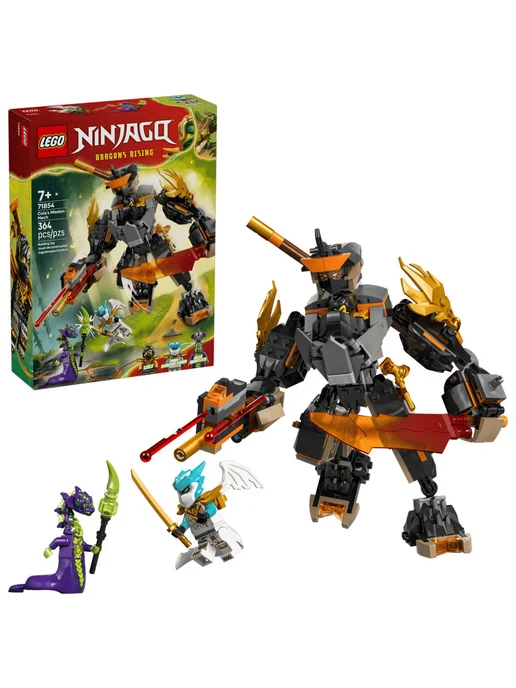 LEGO Конструктор NINJAGO 71854 Миссия Коула робот и дракон Зейн, черный, фото 3