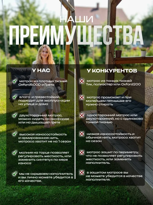 Пона Хоум Матрас подушка для садовой мебели, лавки, скамейки, серый, фото 4