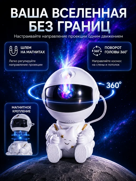 HappyKiddo Ночник звездное небо проектор, белый, фото 4