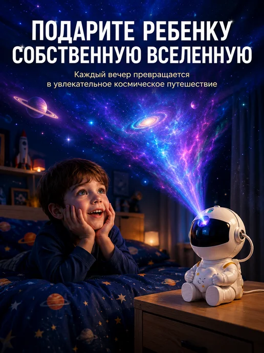 HappyKiddo Ночник звездное небо проектор, белый, фото 8