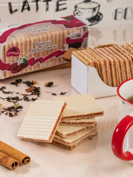 Саратовская КФ Вафли Леди Джем со вкусом вишни 250 гр 3 шт, 250 г, 3 шт, фото 5