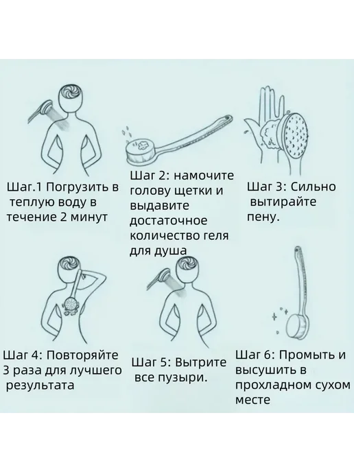 Массажная щётка для тела и спины Синий, розовый, фото 6
