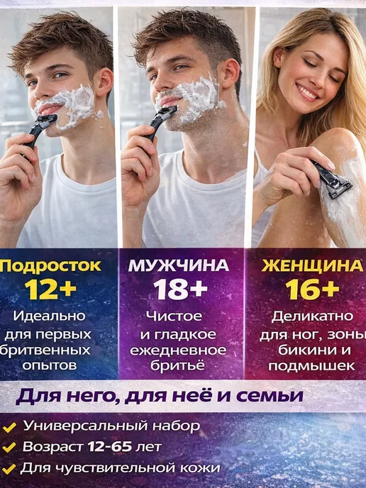 FranklinMIX Бритва мужская с 6 лезвиями и 7 кассетами для семьи, и 7 кассетами семьи, фото 3