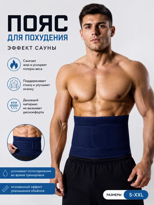 12Fitness Пояс для похудения с эффектом сауны, синий
