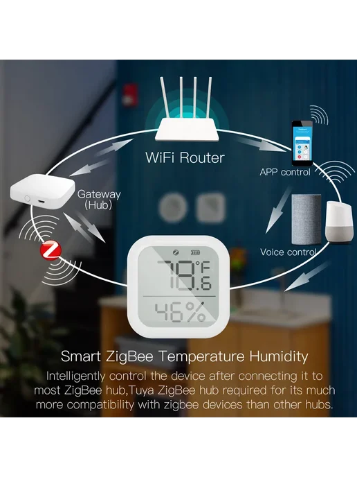 Гигрометр ZigBee Термометр Белый, белый, фото 5