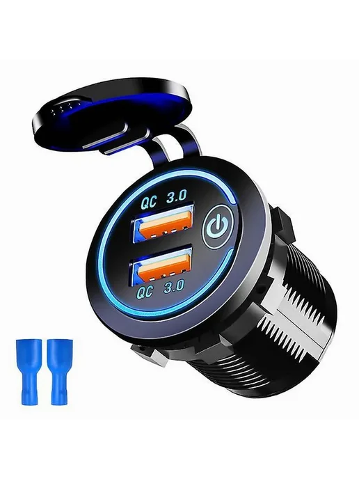 Зарядка 3.0 USB, Р. QC3.0 Цв. Синий, синий