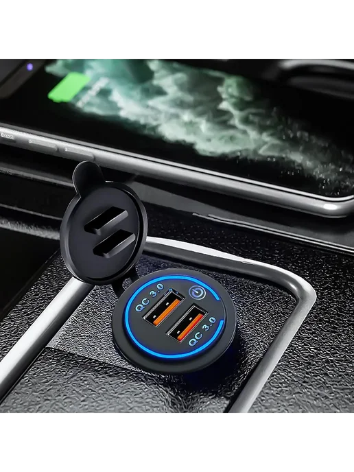 Зарядка 3.0 USB, Р. QC3.0 Цв. Синий, синий, фото 5