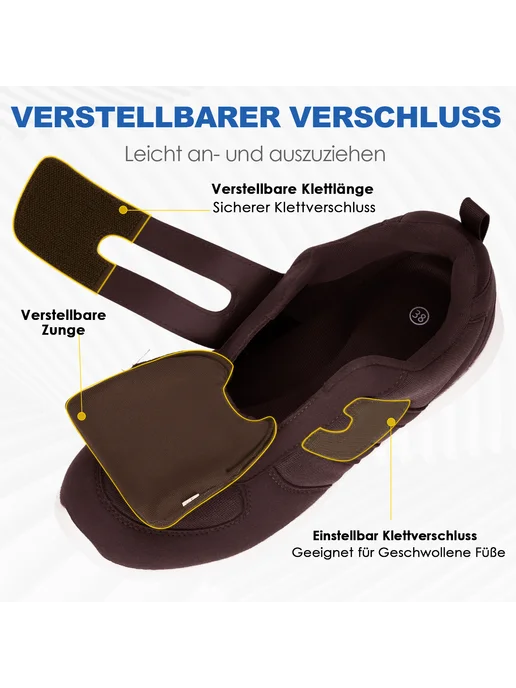 Диабетические обувь Slip-On для опухших ног, ортопедическая, коричневый, фото 4