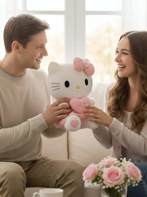 Мягкая игрушка хеллоу кити, Hello kitty с сердечком, вариант, фото 3