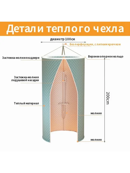 Душевая кабина без перфорации, теплоизоляции, Голубой д я, голубой, фото 2