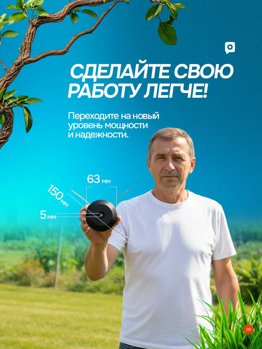 Насадка с леской для аккумуляторного триммера 2 шт — фото 9