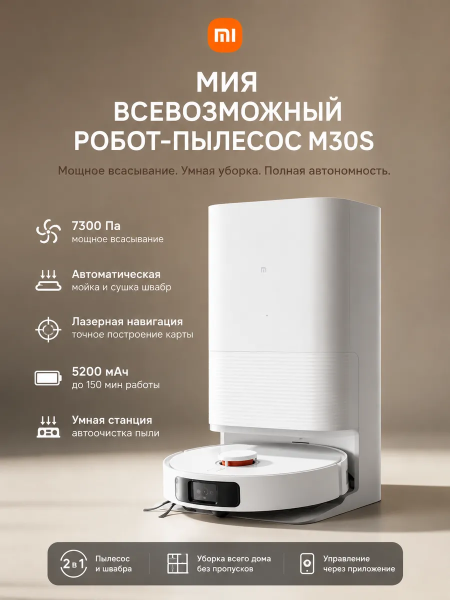 Xiaomi Робот пылесос с влажной уборкой Omni Robot M30S CN