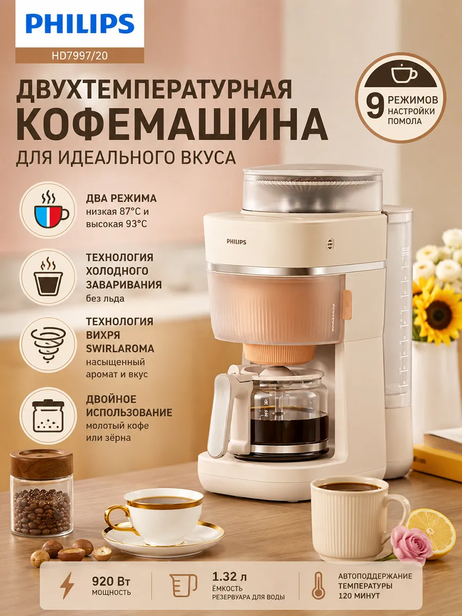 PHILIPS Двухтемпературная кофемашина в американском стиле