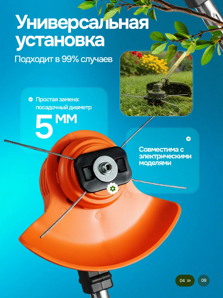 Катушки и ножи для аккумуляторного триммера 6 шт. — фото 3