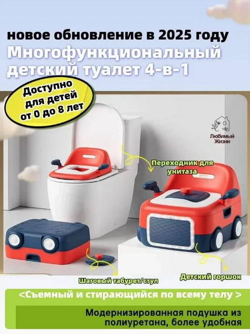 Детский унитаз-адаптер 4-в-1 (0-8 лет) Базовая модель, вариант