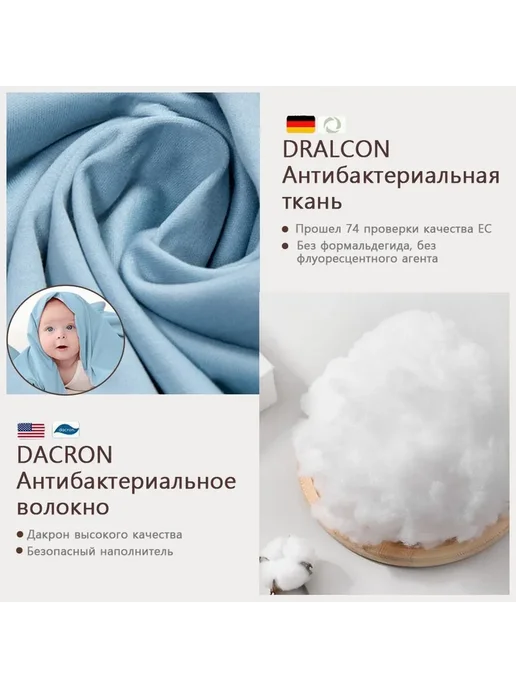 Кокон д я новорожденных 95*55 см позиционер д я сна Синий, 95x55 см, в упаковке 850 г, фото 3