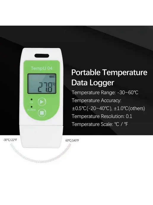 Термометр-самописец Tempu-04 USB Светло-зеленый, зеленый, фото 8