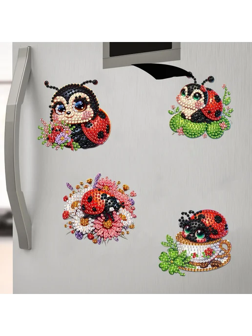 6 шт. акриловые магнитики с божьими коровками для холодильни, 6 шт, фото 2
