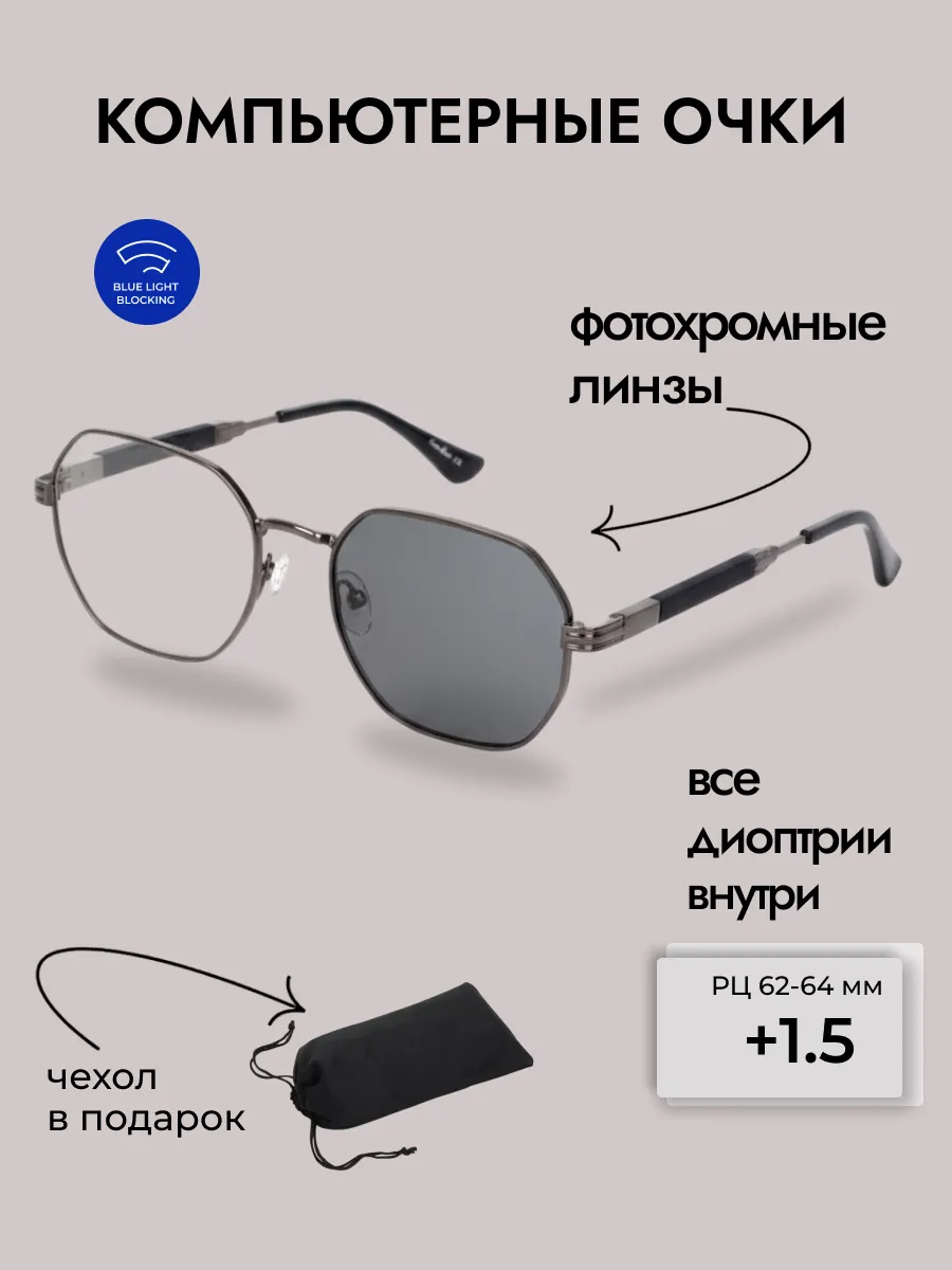 Очки для зрения женские многоугольные фотохромные