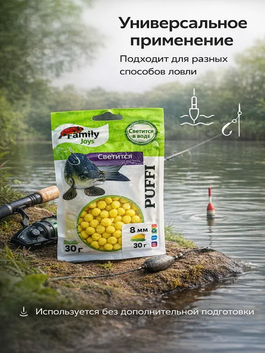 Family Joys Home Воздушное тесто для рыбалки светящееся"Кукуруза" - 8мм 30г, 30 г, фото 2