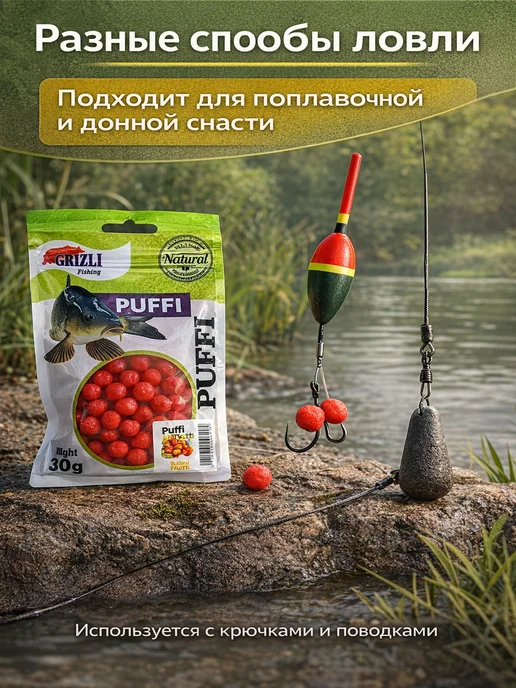 Family Joys Home Воздушное тесто для рыбалки Puffi Тутти-фрутти 8 мм 30 г, 30 г, фото 3
