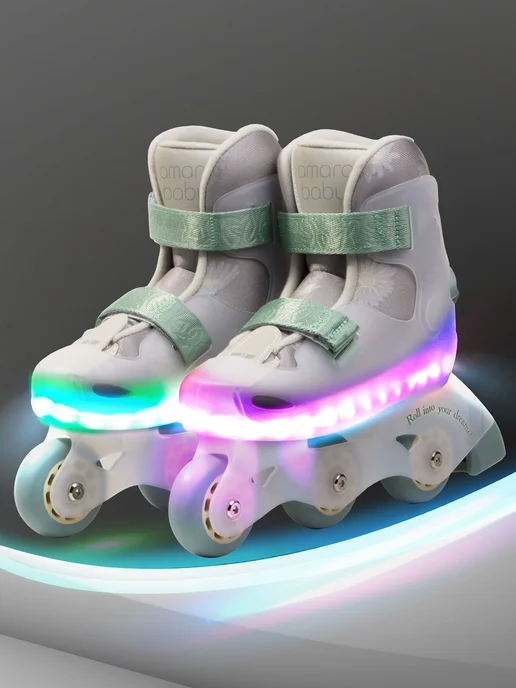 AmaroBaby Ролики детские подсветкой роликовые коньки Wish, зеленый
