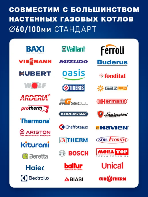 DR Thermo Дымоход коаксиальный комплект с хомутом и муфтой 60 100, 1 м, фото 3